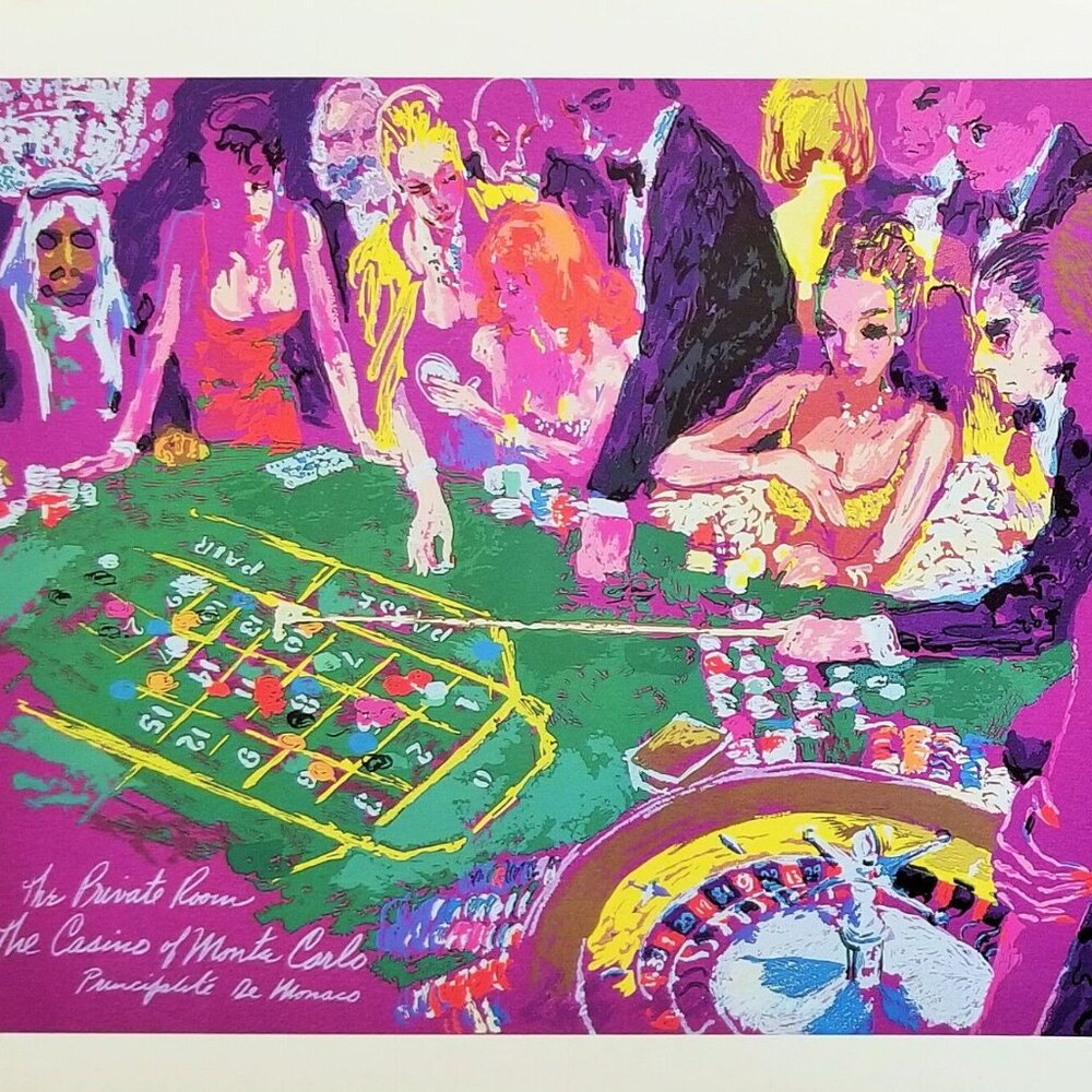 LeROY NEIMAN collectable Post Card - SALLE PRIVEE - MONTE CARLO - 1988